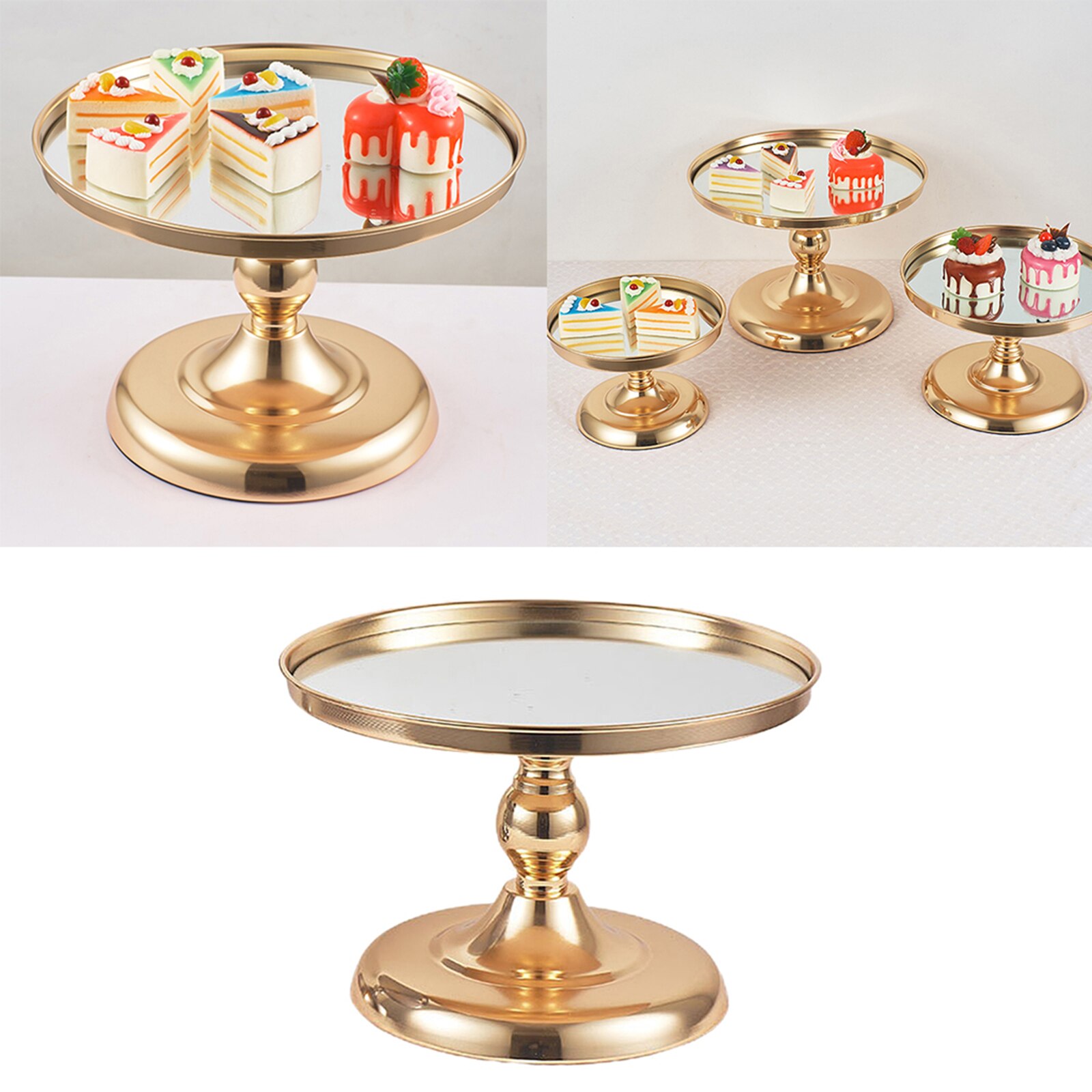 Metalen Ronde Cake Stand Houder Galvaniseren Goud Snoepjes Cupcake Display Lade