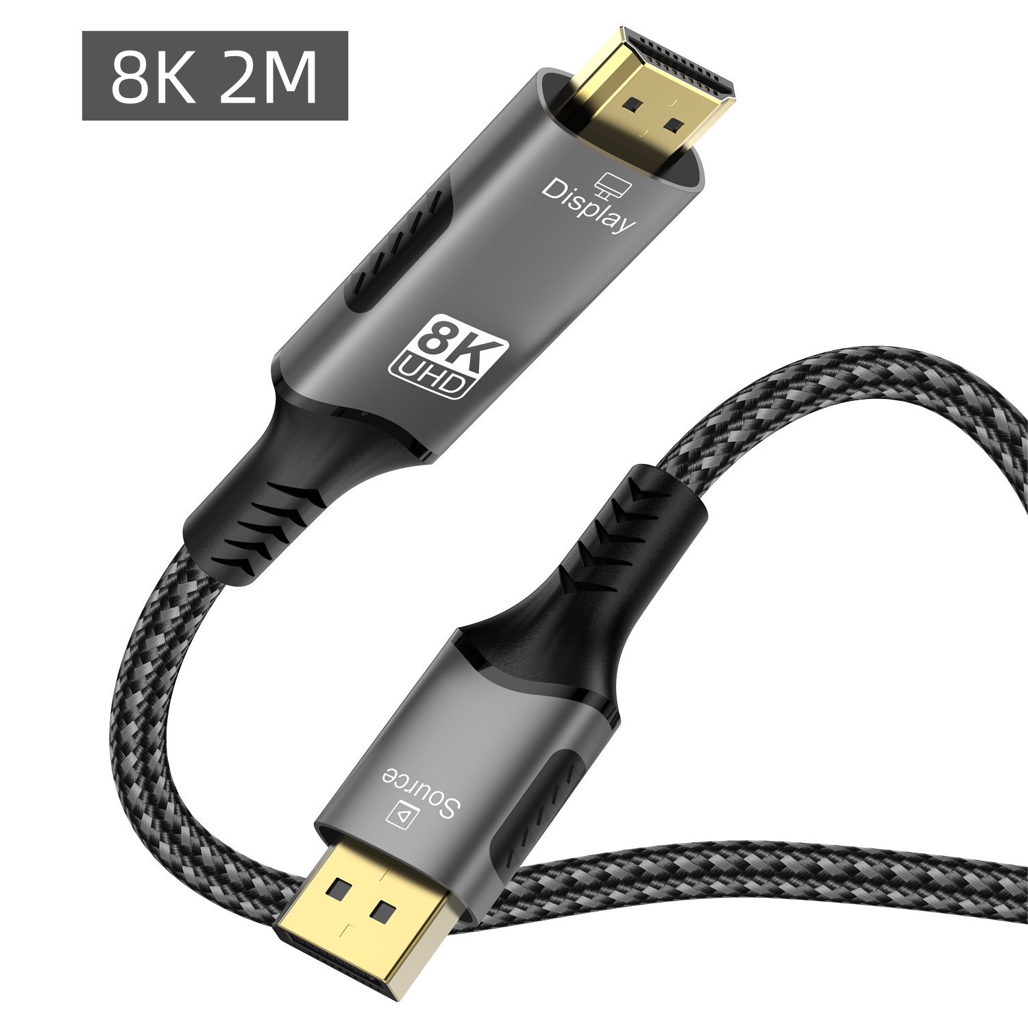 DisplayPort 1.4 to HDMI 2.1 Braided Cord 8K Cable Video Adapter [8K@60Hz,4K@120Hz] Directional DP Source to HDMI Display: Red