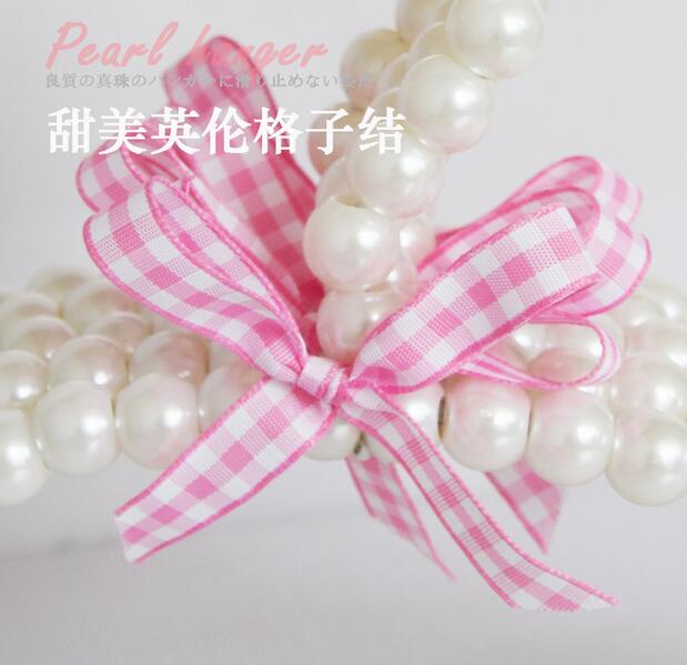 Sain win – cintres en plastique, lot de 5 pièces, cintres en perles, à la , pour adulte, blanc, antidérapant, ménage, grille, cintres à nœud papillon pour vêtements