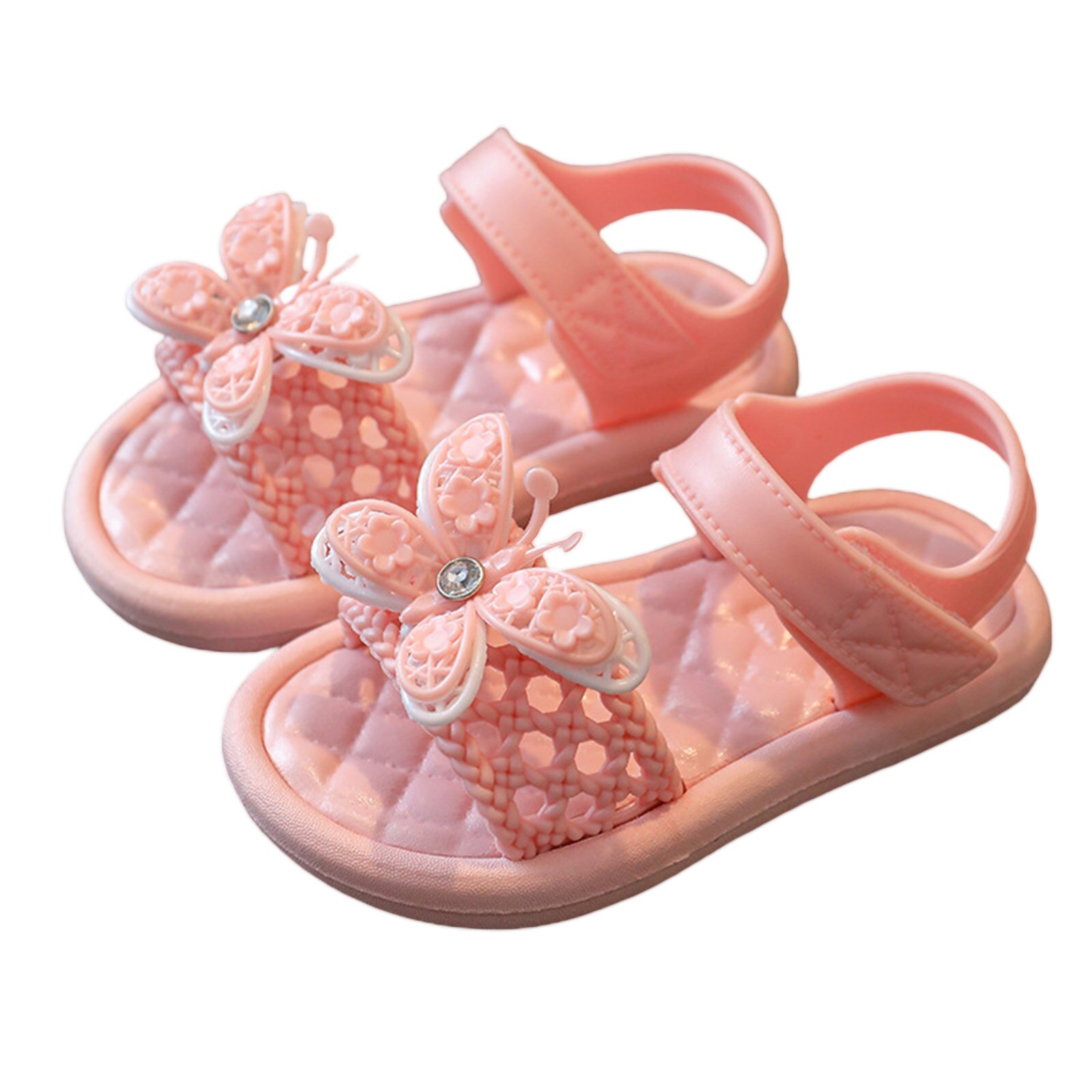 Mädchen Sandalen, Schmetterling Dekoration Nicht-Unterhose Weiche Sohle Sommer Flache Schuhe drinnen draussen Schuhe: B / 19-24 Monate