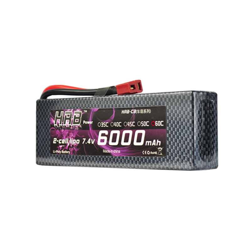 HRB 2S 7.4V RC Lipo Battery 3300mah 4200mah 6000mAh 7000mah 8000mah 100C Hard Case For Traxxas 1/10 Scx10 1/12 RC Monster Cars: 2S 6000mah 60C