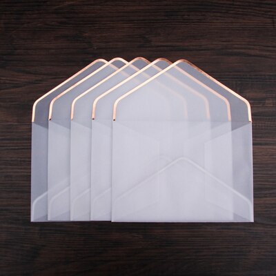 20pcs/set Transparent Paper Envelope Stamping Print Thicken Paper Envelope for Invitation Anniversary Envelope Scrapbooking: 20pcs rose gold