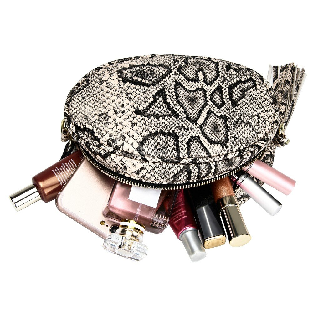 Snake Huid Taille Tas Vrouwen Mode Ronde Fanny Pack Dames Pu Lederen Reizen Heuptas Crossbody Hip Hop Borst Packs
