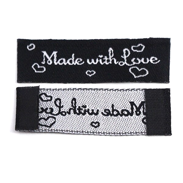 Étiquettes tissées à la main pour vêtements, accessoires de couture, en tissu, sacs à chapeaux, bricolage, 20 pièces, 16x48MM: Black