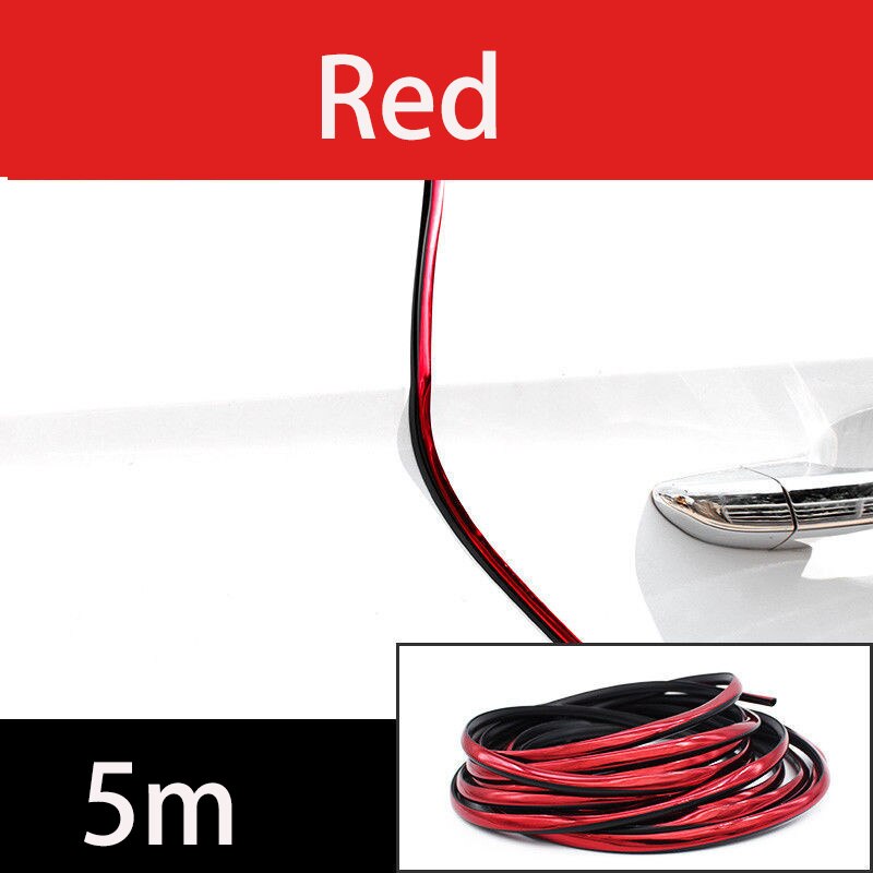 Chrom Auto Tür Rand Schutz Streifen Lärm Isolation Dicht Auto Tür Gummi Dichtung Streifen Klang Isolierung Tür Schutz: rot 5m