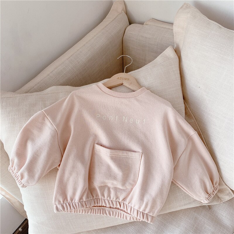 vêtements pour enfants automne nouvelle fille coréen revers pull à manches longues en vrac: Rose / 18M