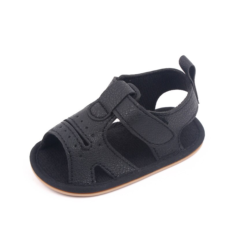 Infante bambina Sandales scarpe estive per bambini bebe neonato suola in gomma morbida calzature per 1 anno Trainer sandalo regalo di compleanno: Black / 7-12 mesi