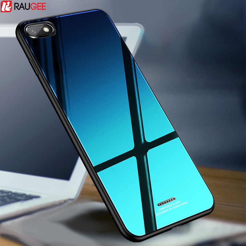 Glas Case Voor Xiaomi Redmi 6A Case Luxe Cover Gehard Glas Siliconen Frame Hybrid Hard Cover Op Voor Redmi 6A Gevallen