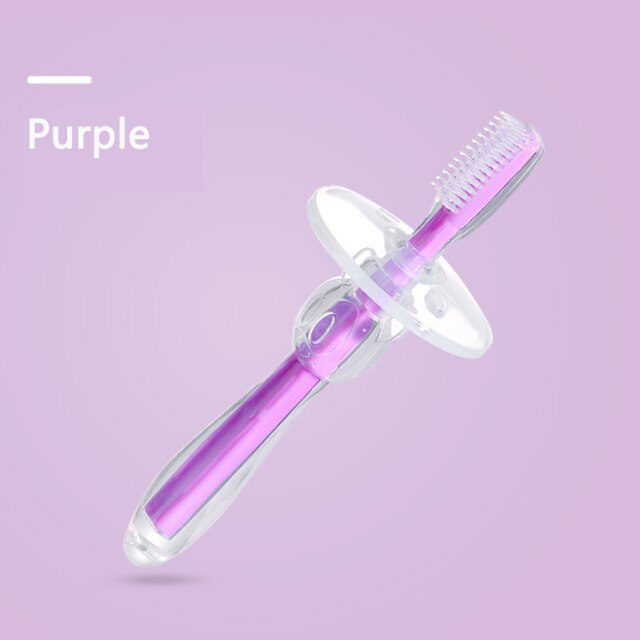Cepillos dentales de silicona suave para bebé, cepillos de dientes para niño, herramienta para recién nacido, mordedor para bebé, salud y seguridad: Purple