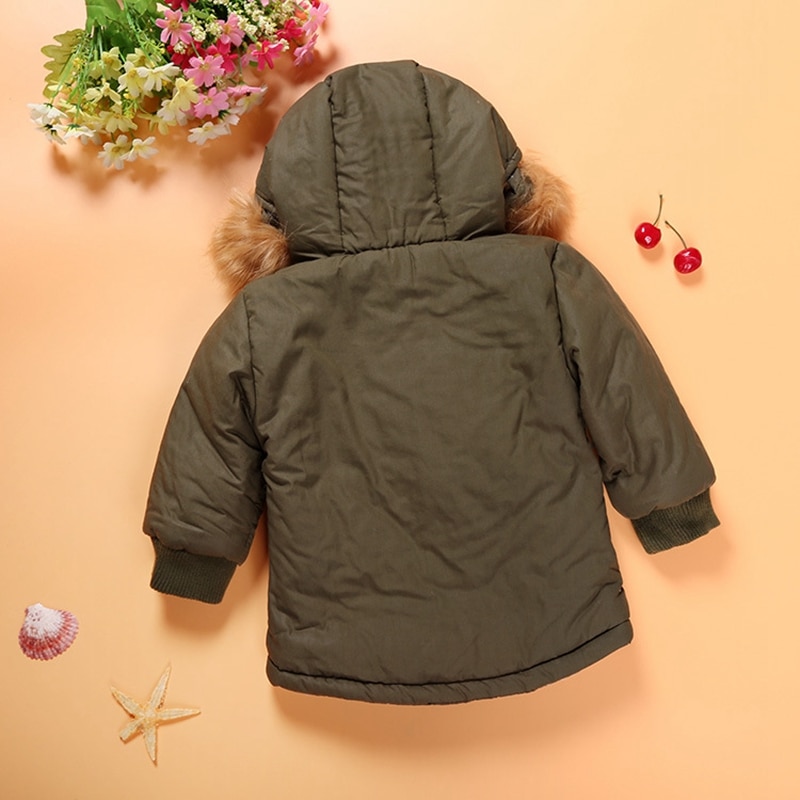 Bébé ArmyGreen manteau pour garçons vêtements enfant hiver fourrure à capuche épaissir manteau enfants coupe-vent vers le bas veste d'extérieur