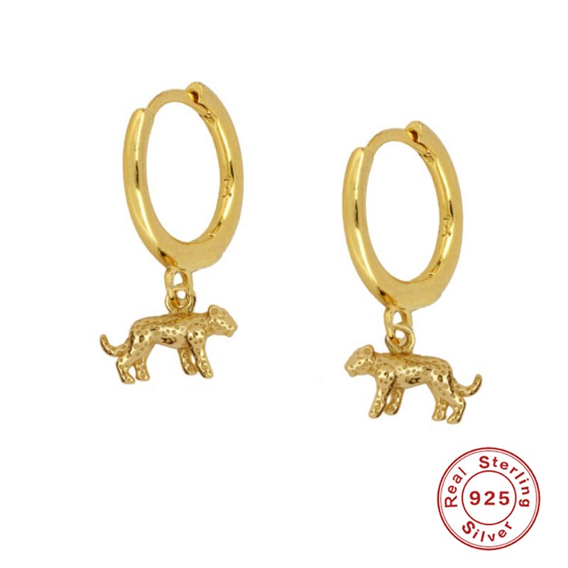 Pendientes ROXI de aro de guepardo animales para mujeres, hombres, , de cumpleaños, cartílago arete de plata 925, joyería, Pendientes