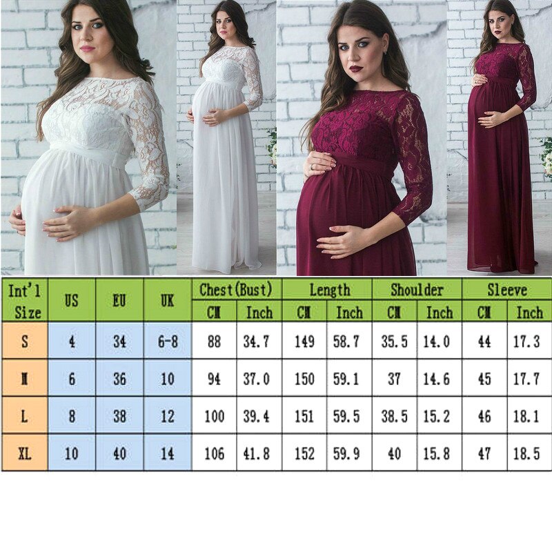 Gravide kvinder gravid kjole gravid tøj langærmet blonde fest maxi kjole gravid tøj til fotografering rekvisitter