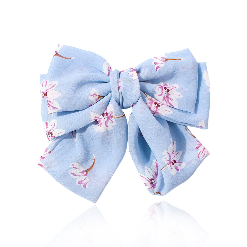 17 Colors Big Bow Clip Soft Stain Bowknot Barrettes Hairpins for Women Dot Flower Pattern Bow Ties Ponytail Hair Accessories: 11