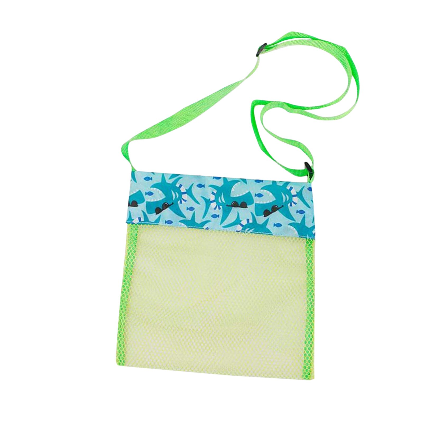 Mesh Beach Bag Tote Pouch Organizer per bambini Beach Travel Toy Organizer varie cerniera a rete e tracolla regolabile: Green printing