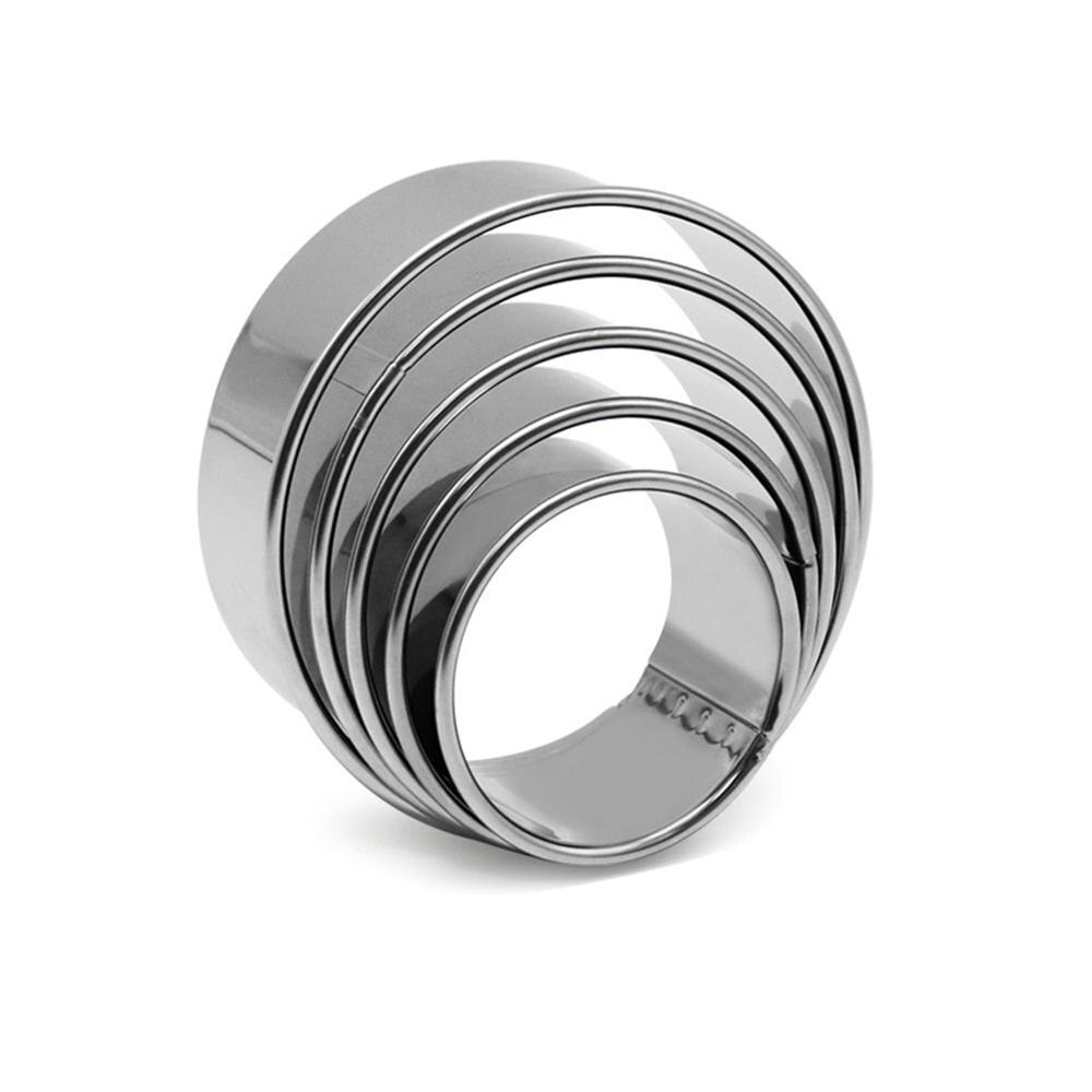 5Pcs Cookie Cutter Mold Set Rvs Cirkel Ronde Vorm Biscuit Cake Fondant Mould Keuken Diy Bakken Gebak Cake gereedschap