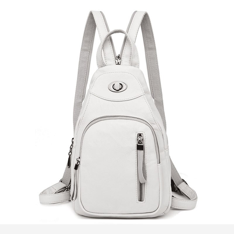 Women Backpacks Shoulder School Bags for Teenage Girls Preppy Style Sackpack PU Leather Rucksack Female Knapsack: beige grey