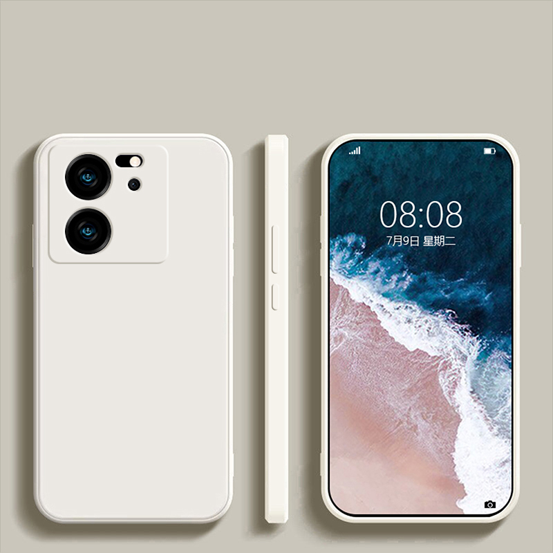 Coque de téléphone carrée en silicone liquide pour Xiaomi, coque arrière souple, couverture de luxe, Mi 13T, Mi 13 T Pro, Mi 13T Pro, 5G: PC + TPU / Beige