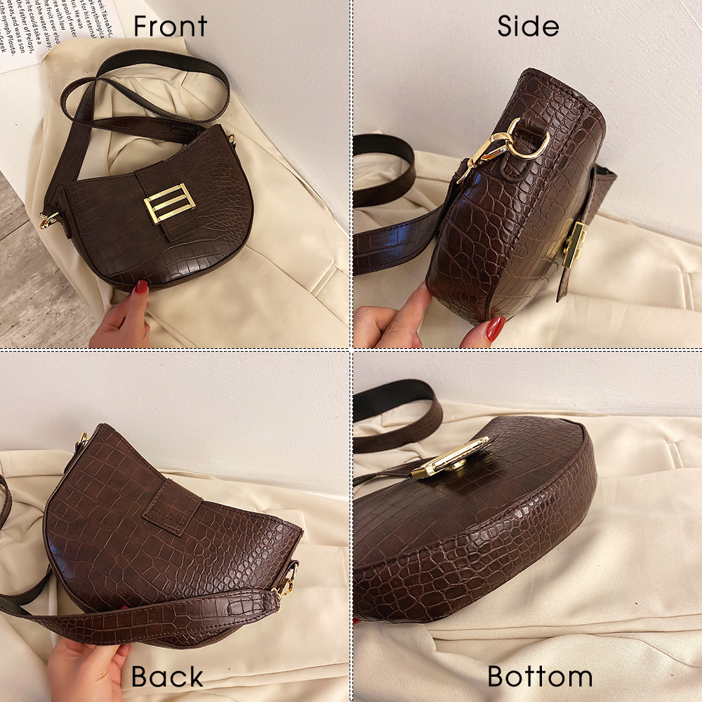 Crocodile modèle PU cuir sacs à bandoulière pour femmes couleur unie sac à bandoulière femme sacs à main sauvage sac de selle