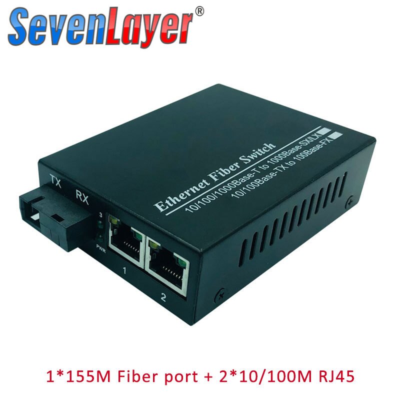 10/100M Fast Ethernet Switch Media Converter 1 SC 2 RJ45 UTP Converter 20KM Ethernet Fiber Optical Single Mode fiber Port