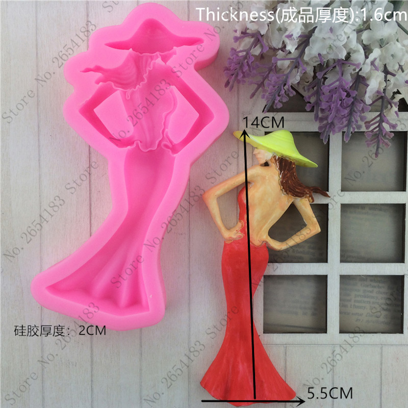 Moule à gâteau en Silicone pour jupe de princesse, fille dame, fille, outils de décoration de chocolat, cuisson de gâteaux, moules en argile de gypse: No.1
