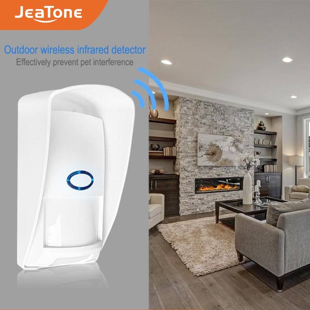Jeatone 433 mhz trådløs pir-sensor infrarød udendørs bevægelsesdetektor med kæledyrsimmun vandtæt til sikkerhedsalarmsystem i hjemmet