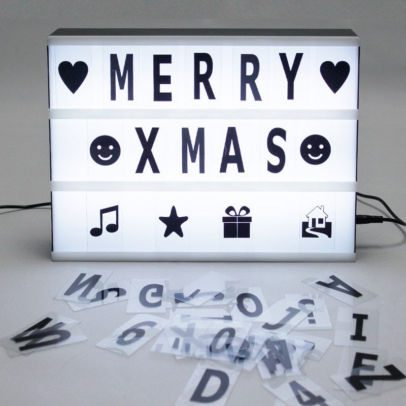 LED A4 Cinematic Light Box with Stroage Backside Diy Letters Symbols for Shop &amp; Home Decor