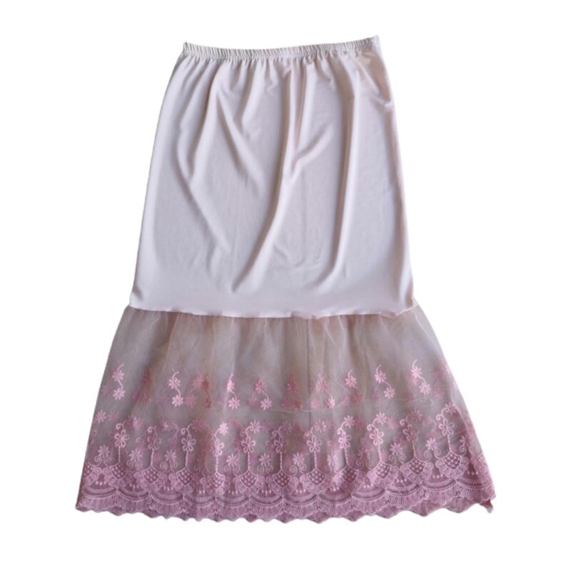 Spitze Halb Unterhose Röcke Verlängerung Elastische Taille A-Linie Aushöhlen Petticoat Unterrock