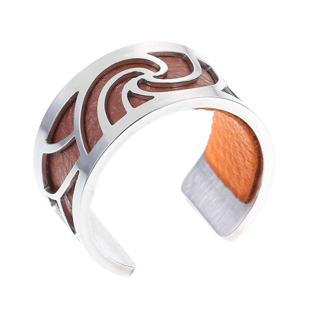 Cremo Open Resizable Rvs Ring Voor Vrouwen Verwisselbare Lederen Ring Bijoux Bagues Giet Femme Anillos: SR0024704