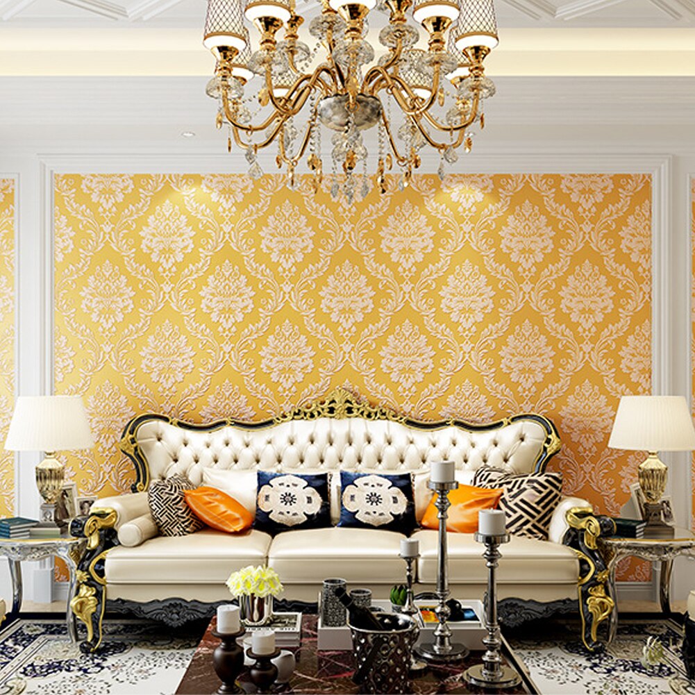 3D Reliëf Damast Behang Voor Thuis Luxe Classic Bloemen Behang Woonkamer Slaapkamer Tv Achtergrond Decor Beige Rood Bruin