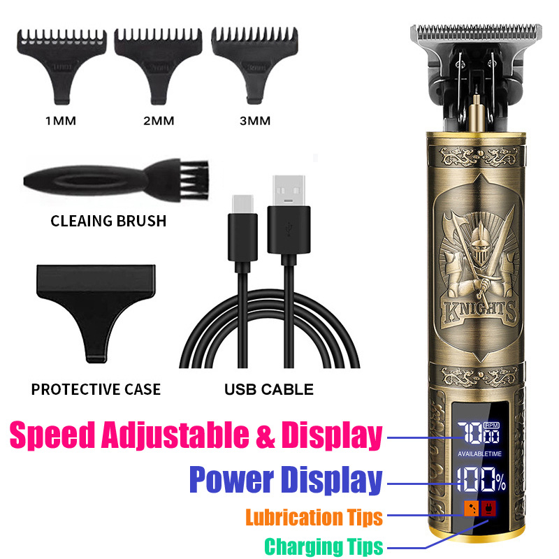 Professionele Carving Tondeuse Oplaadbare Haar Snijmachine Kapper Tondeuse Vintage T9 Heren Tondeuse Cadeau: Roze