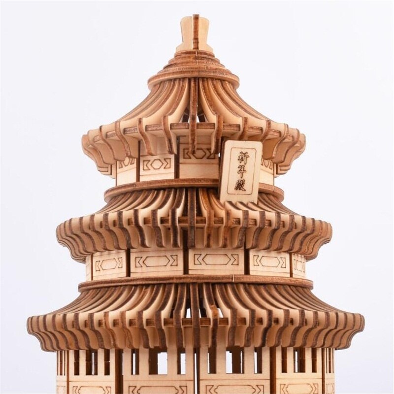 Houten puzzels, educatief speelgoed, doe-het-zelf tempel 3d, houten puzzels voor kinderen, volwassenen, kerstmis, verjaardag