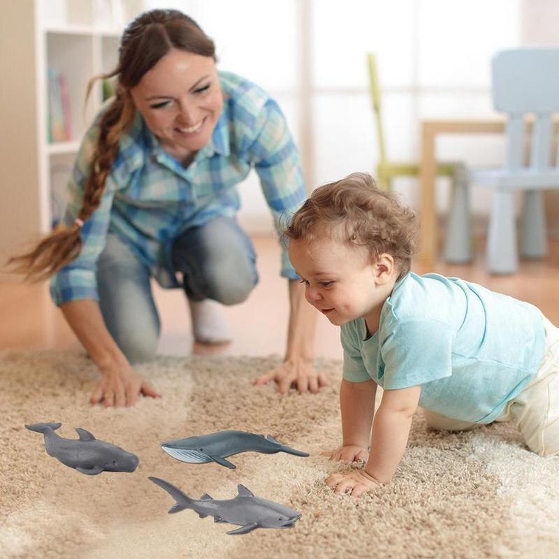 Mini Shark Speelgoed Mariene Leven Model Blue Whale Grote Witte Cognitieve Ornamenten Onderwijs Early Hand-Made Walvishaai