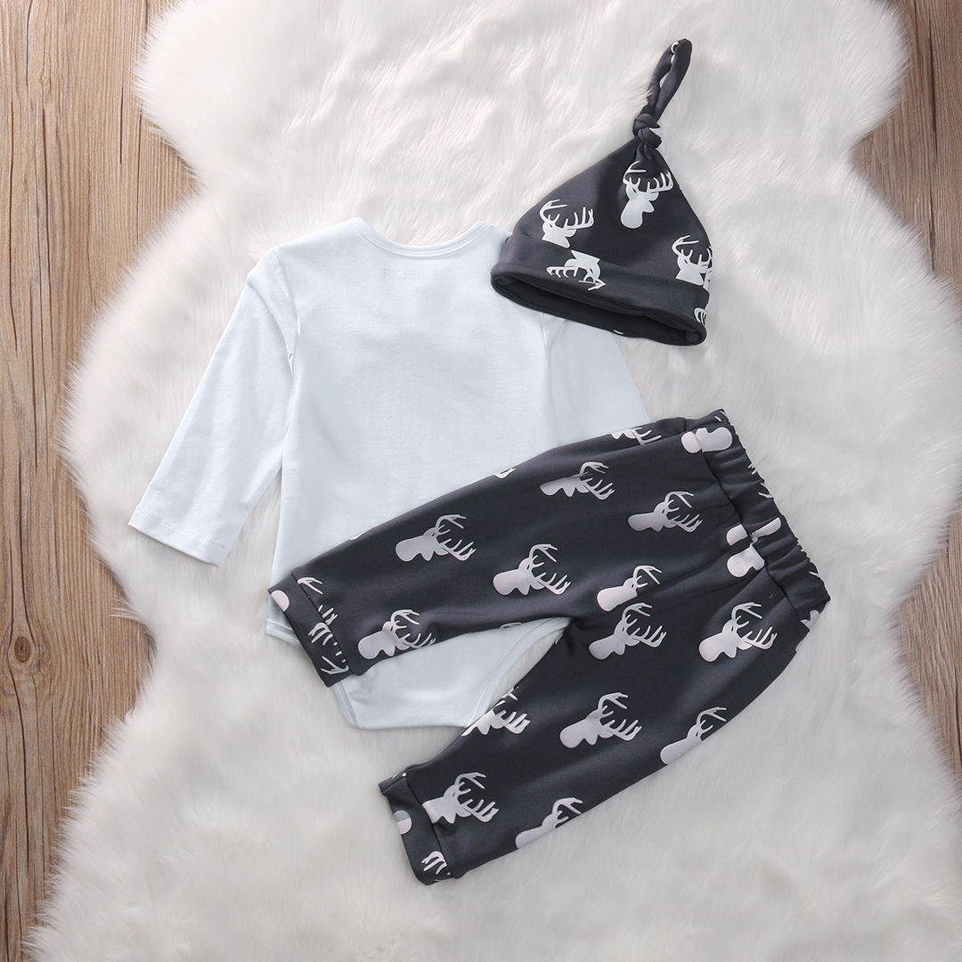 Ladies I have arrived Long sleeve Bodysuit,Cartoon Pant with Hat Set For Baby Boy Clothes