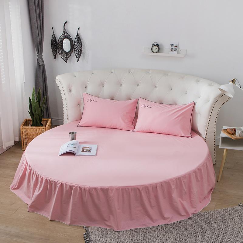 34 bett Rock Ausgestattet Blatt Runde Bett Leinen 200cm 220 Cm Bettdecken Matratze Abdeckung Home Decor Rosa Weiß Grau doppel Bett Abdeckung