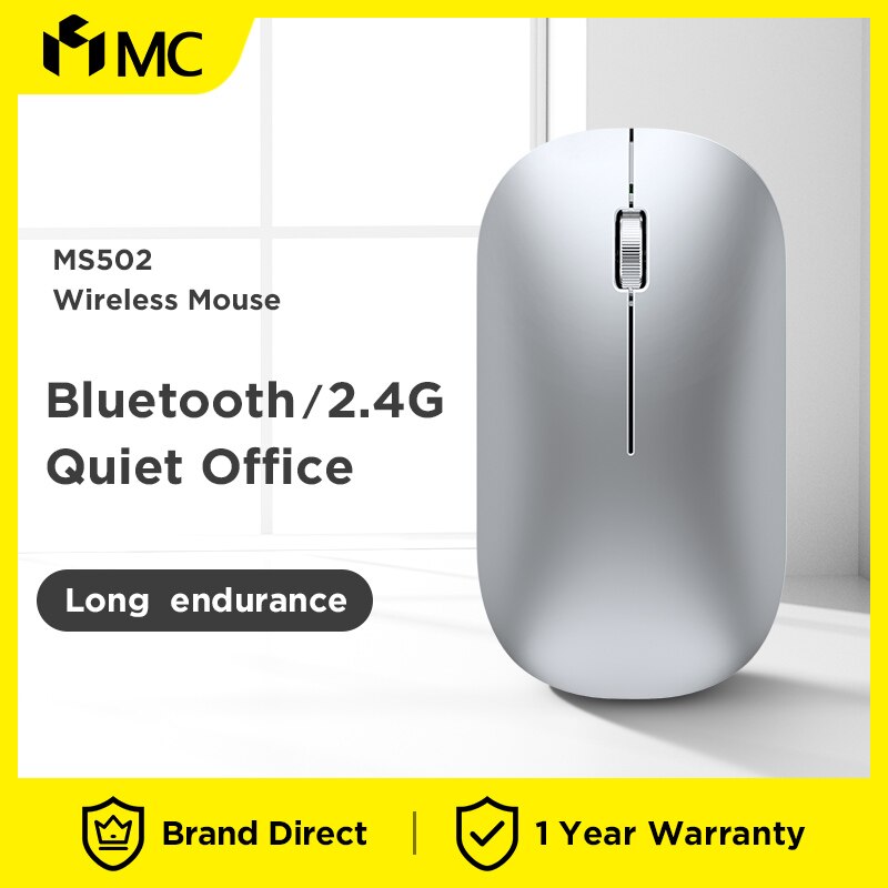 MC 502 2.4G Wireless Bluetooth Mouse Button Mute Noiseless Charging Wireless Mous with USB Receiver Mouse