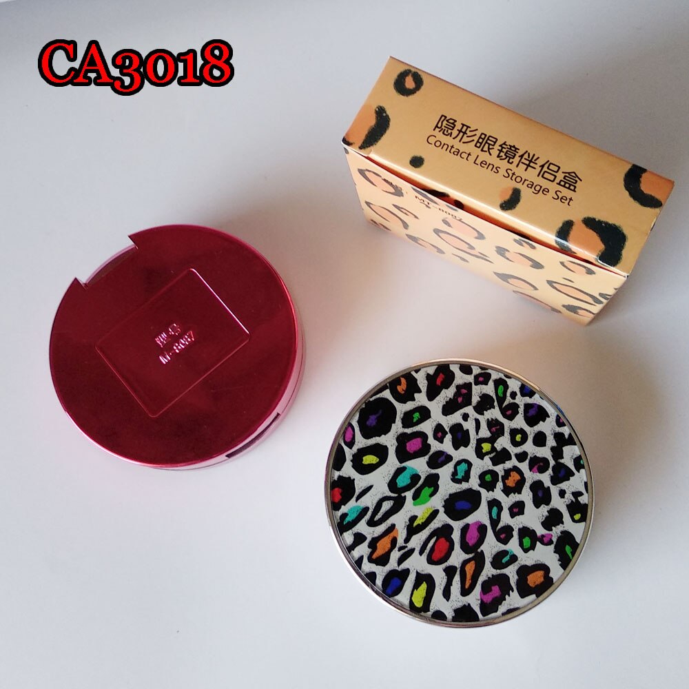 Étuis pour lentilles de Contact léopard Sexy avec miroir boîte à robe animale pratique étui à lentilles de Contact sac d'économie CA3018