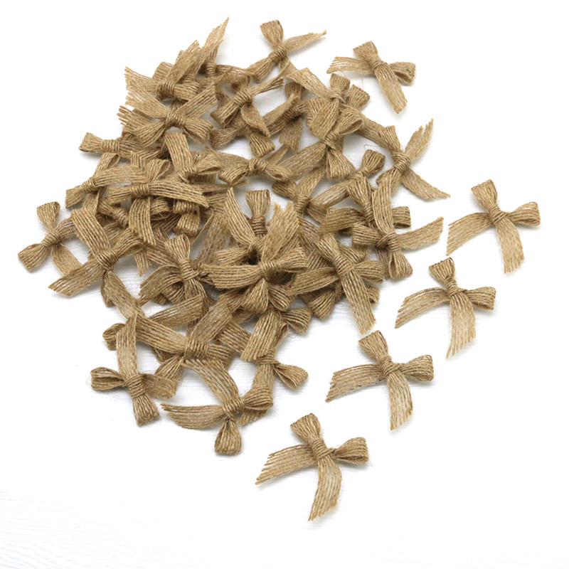 (50 stks/pak) 40*40mm Linnen Strik Natuurlijke Linnen Strikken Geschenkdoos Kleding Decoratie Accessoires Thuis Strikje Handgemaakte DIY