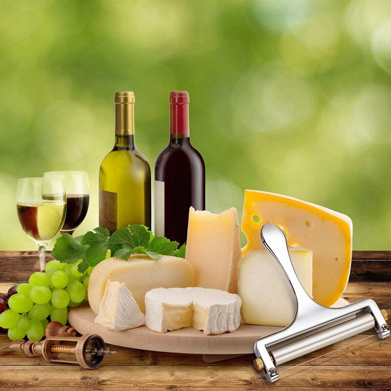 2Pcs Cheese Cutter, Adjustable Thickness Wire Cheese Slicer for Soft, Hard Cheeses Kitchen Cooking Tool