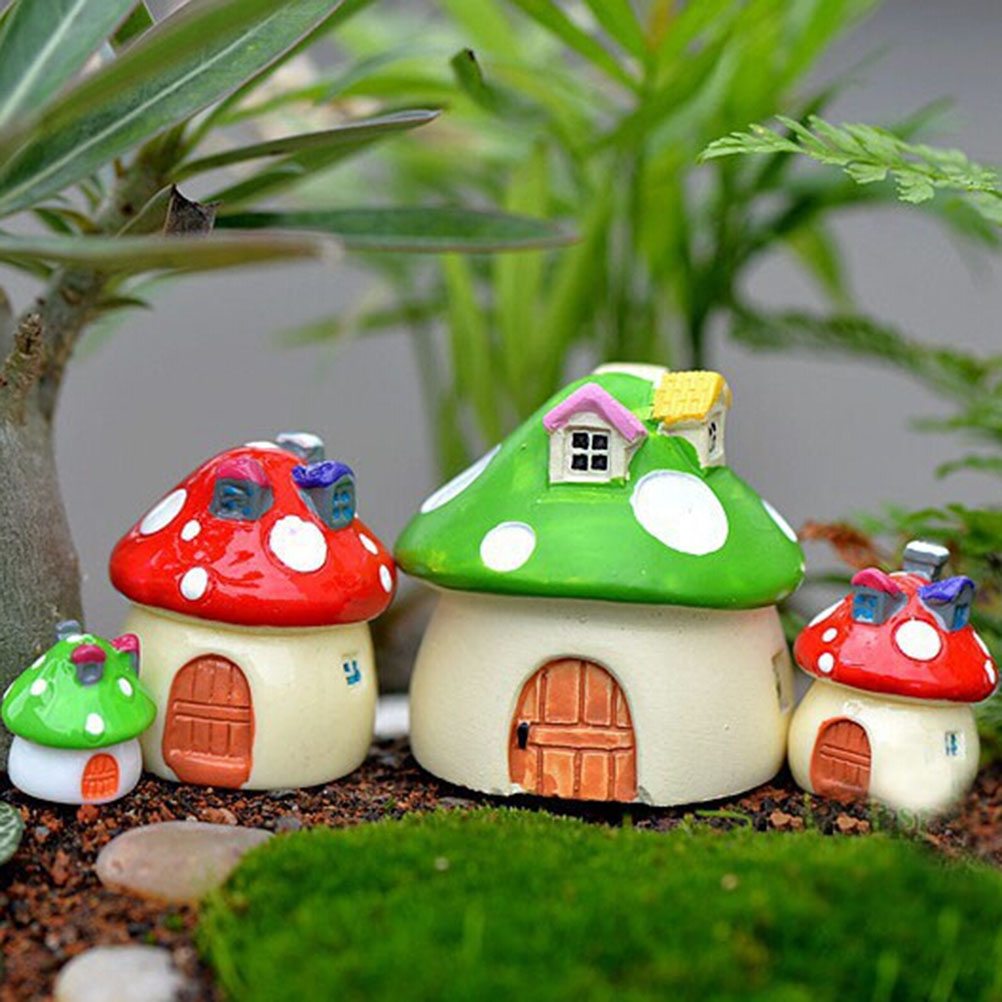 Mediterranean house mushroom Castle DIY Resin Fairy Garden Craft Decoration Miniature Micro Gnome Terrarium 3Sizes 1Pcs