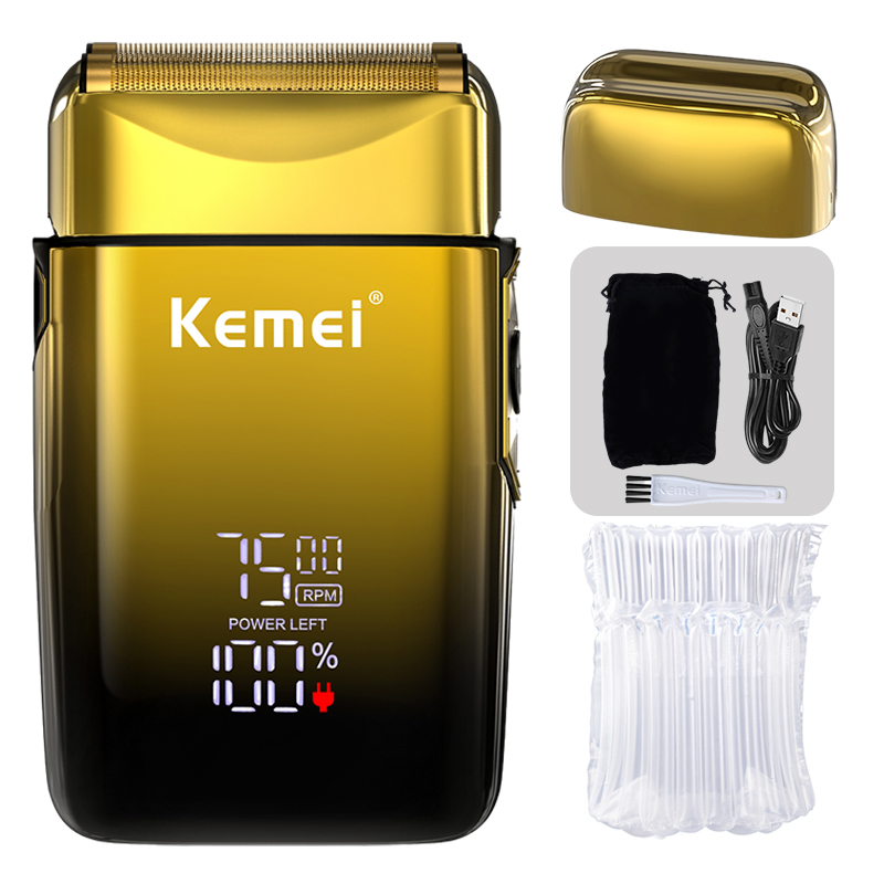 Kemei 7500 o/min elektrisk barbermaskin, hår, skjegg, barberhøvel, oppladbar skjeggtrimmer, barbering, klippemaskin til menn, km -tx10: Blå