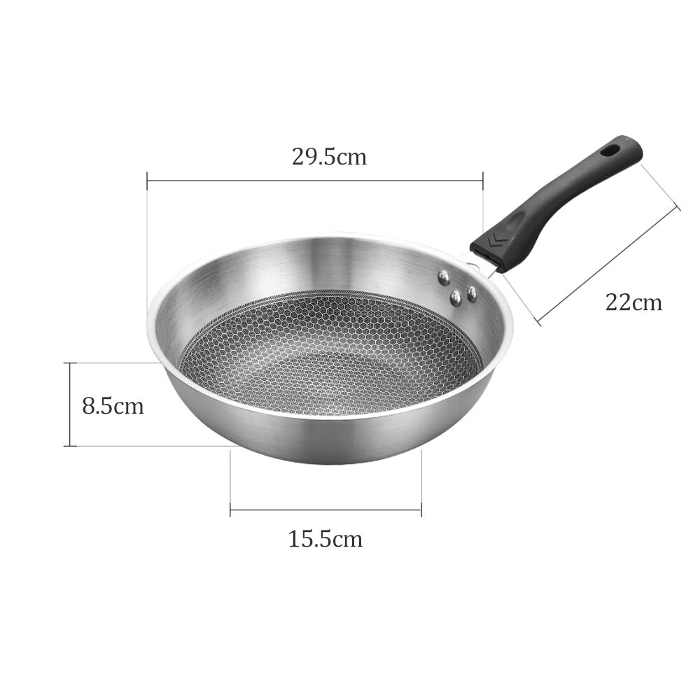 Stainless Steel Stir Fry Pan with Helper Handle Non-Stick Cookware Flat Pan Stainless Steel Pan For Family Cooking