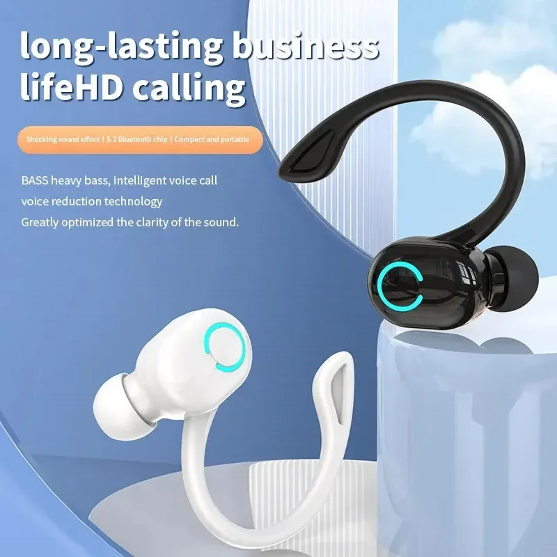 Bluetooth 5,2 Business Wireless Kopfhörer Ohr haken Mini Hifi Bass Noise Cancel ling Kopfhörer mit Mikrofon Ohrhörer Sportspiel Headset