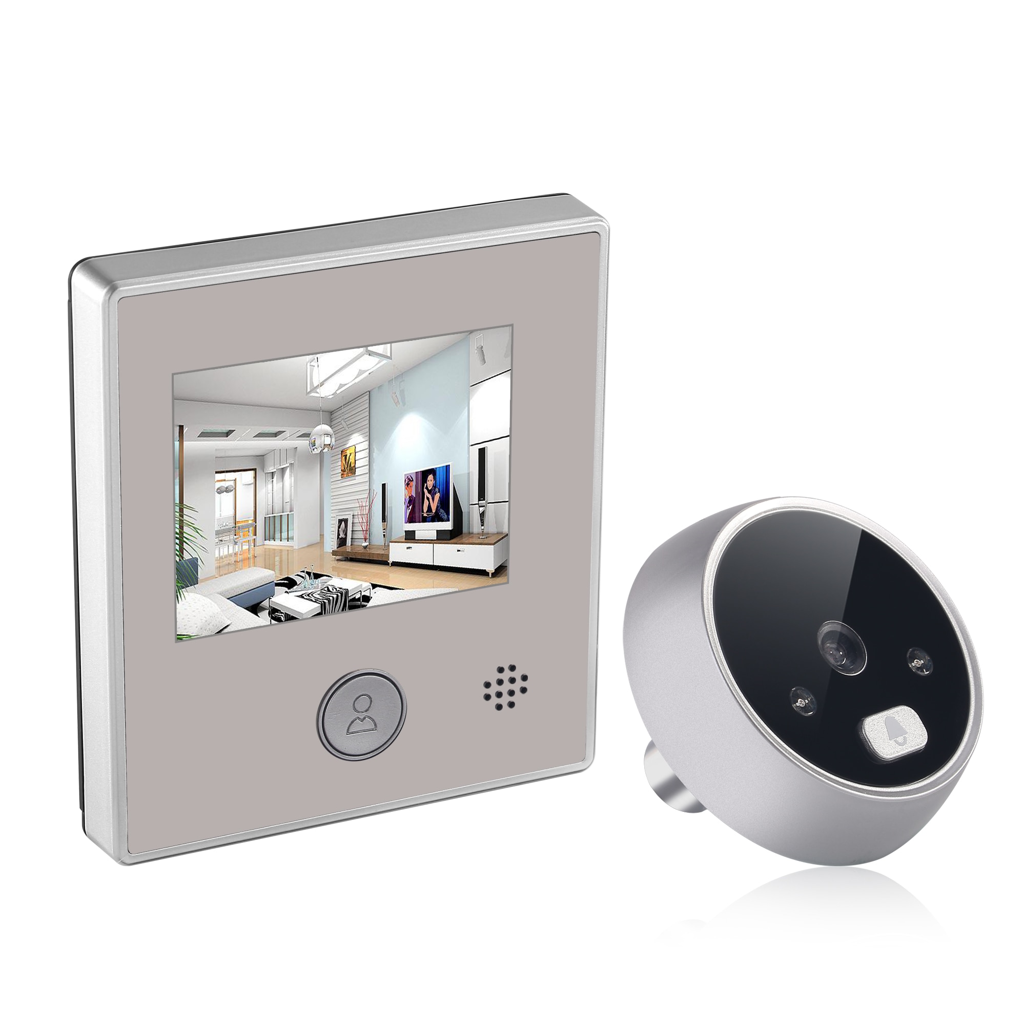 Smart elektronisk dørfremviser 2.8 "lcd-skærm digitalt dørkamera dørklokke visuelt kighulskamera fotooptagelse
