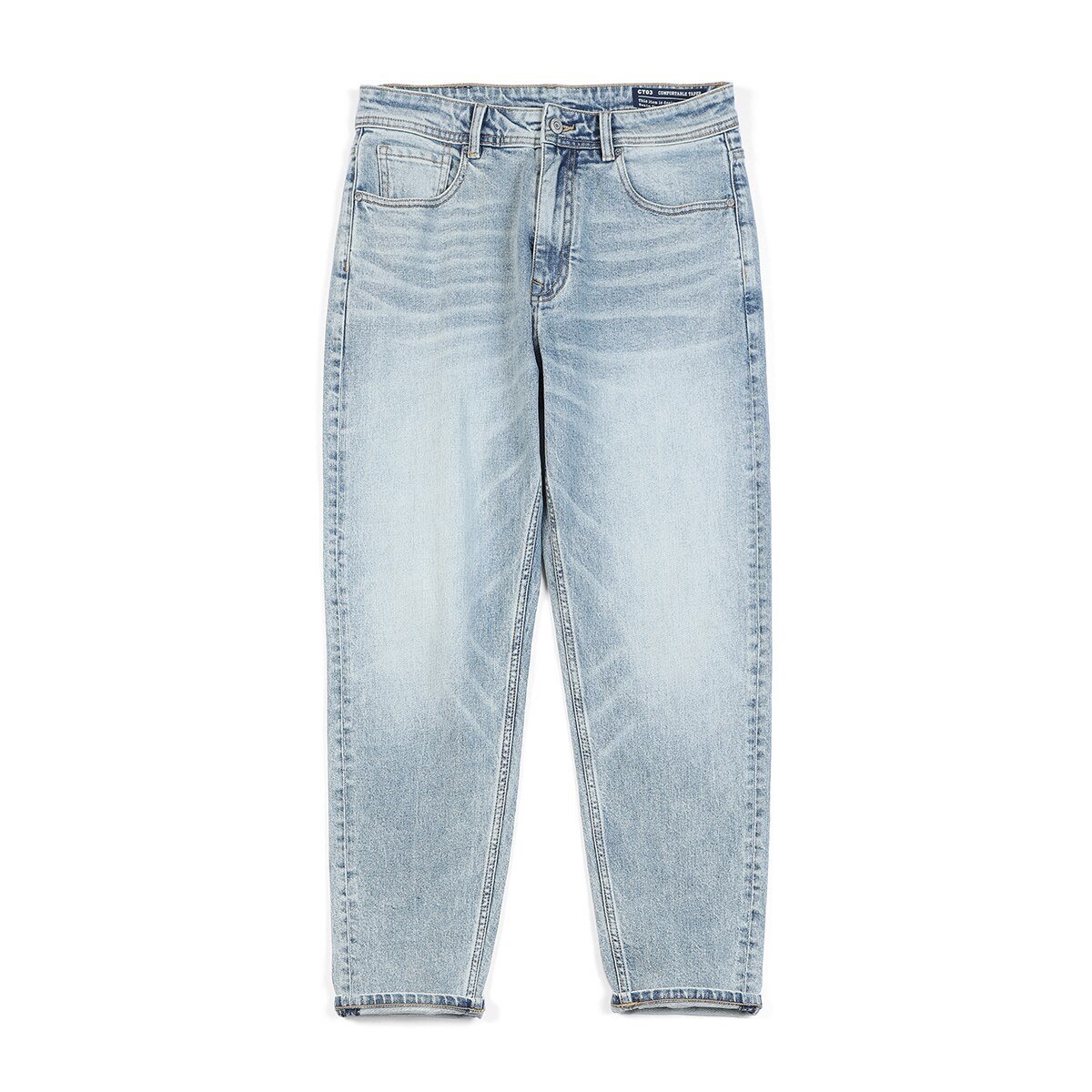 SIMWOOD-pantalones vaqueros anchos para hombre, Jeans cónicos cómodos, longitud hasta el tobillo, de talla grande, ropa de , novedad de verano: 32