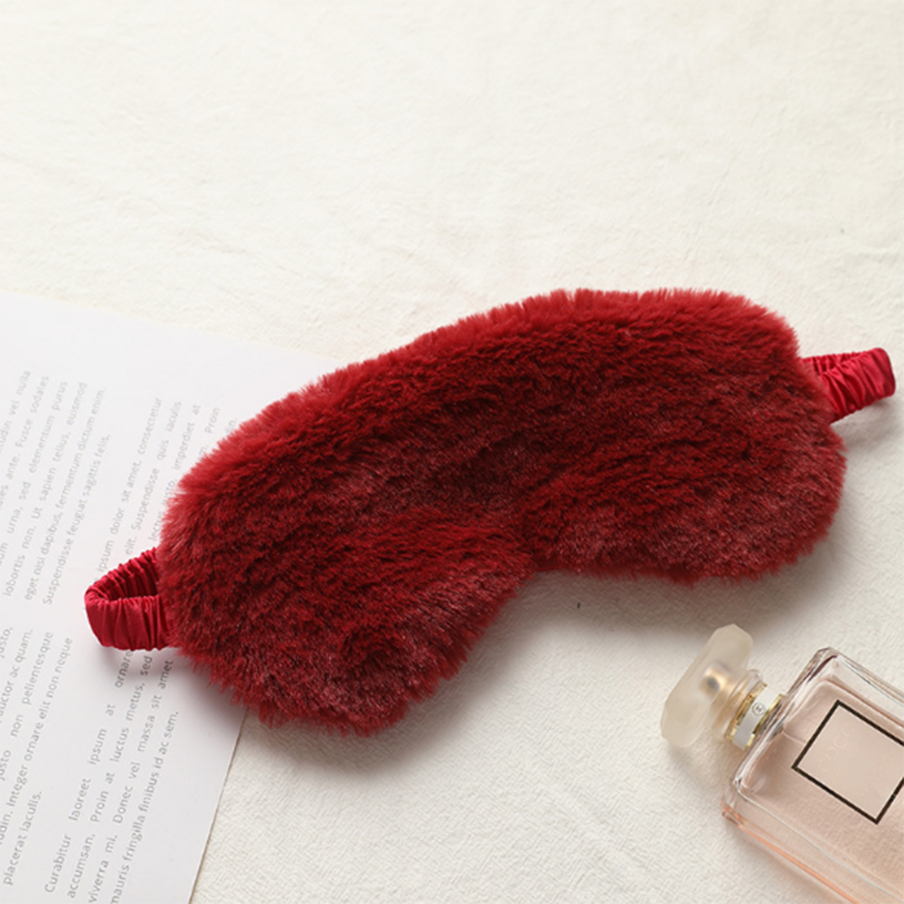 Mascarilla de felpa suave para dormir, máscara para los ojos con de nube de amor, parche de ojos, siesta, salud: wine red