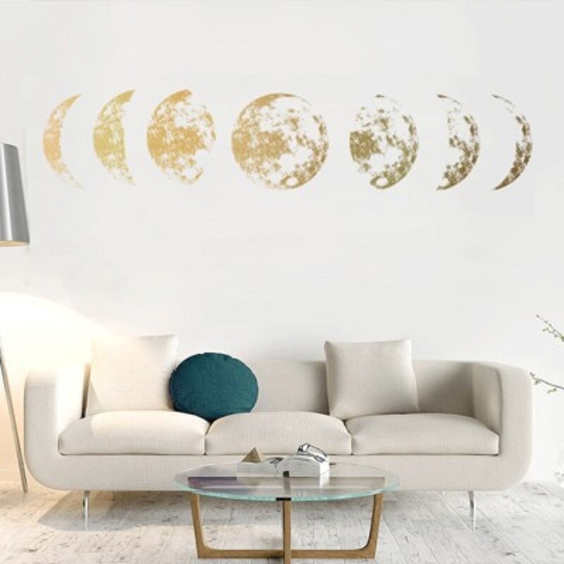 Beautiful Lunar Phases Pattern Wall Sticker For Bedroom Home Decoration Moon Phases Mural Art Diy Kids Room Wall Decal