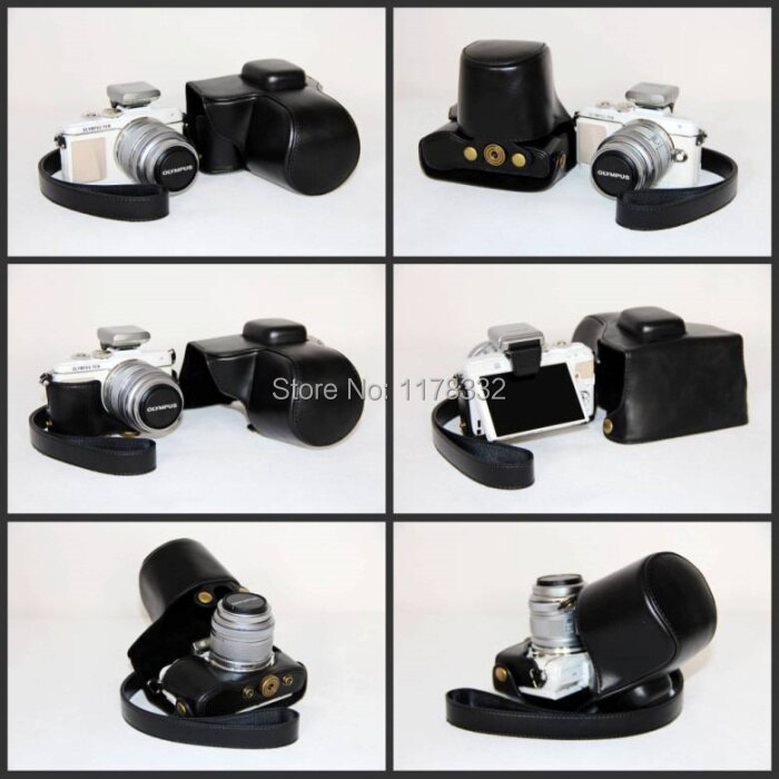 Leather Camera Case Bag Cover Shoulder Strap For Olympus PEN EPL7 E-PL7 Camera LITE EPL7 14-42mm EZ