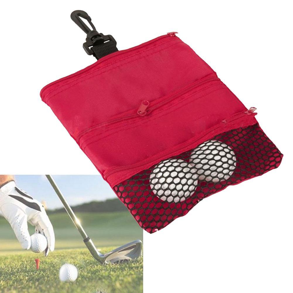 Black/Red/ Blue Portable Golf Ball Bags Holder Zipper Mesh Pouch Storage For Outdoor Training Golf Accessories Supply
