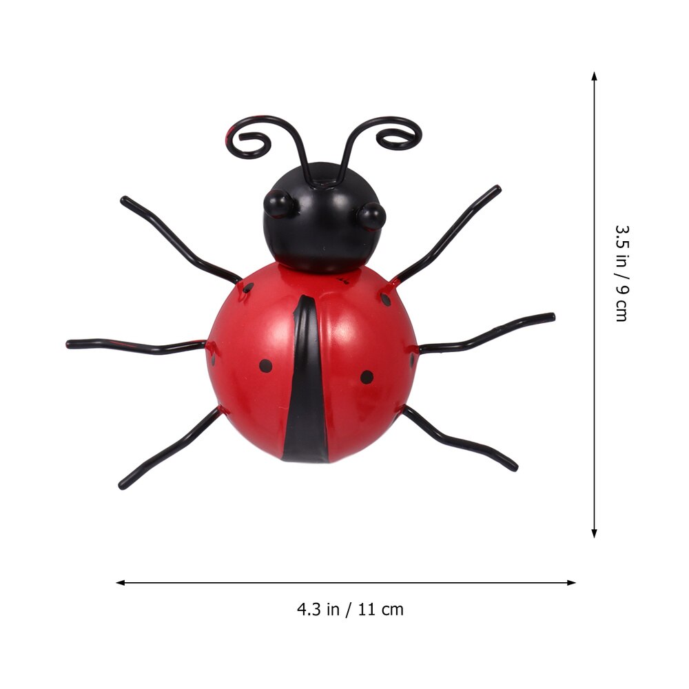 3PCS Insect Ladybugs Wall Decor Metal Iron Ornament Wall Art for Home Garden