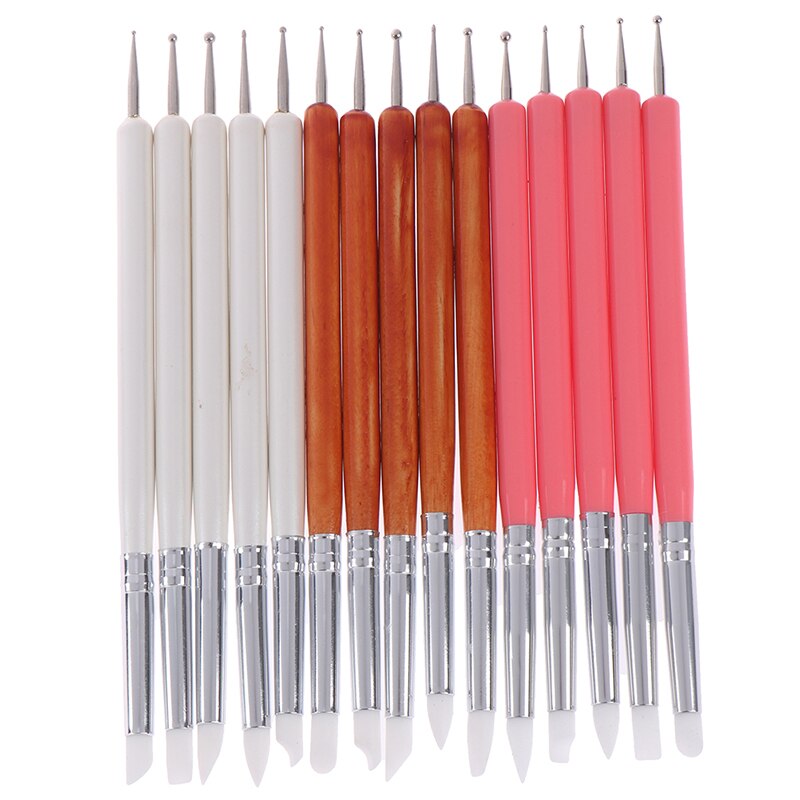 5pcs/Set Silicone + Stainless steel Two Head Sculpting Polymer Modelling Shaper Art Tools Soft Pottery Clay Tool